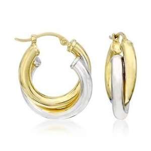  14kt Two Tone Gold Interlocking Hoop Earrings Jewelry