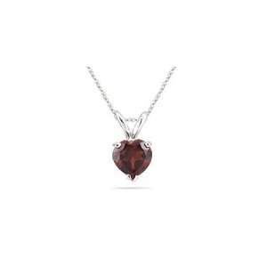  0.97 Cts Garnet Solitaire Heart Pendant in 14K White Gold 