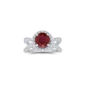  0.94 Ct Diamond & 2.25 Cts Ruby Ring in 14K White Gold 7.5 
