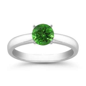  0.55 Carats 5mm Emerald Gemstone Solitaire Ring in 14K 