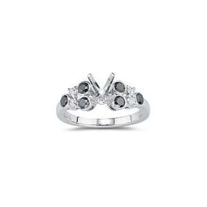 0.46 Cts Black & White Diamond Ring Setting in 18K White 