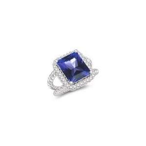 0.32 Cts Diamond & 4.14 Cts Tanzanite Cluster Ring in 14K 