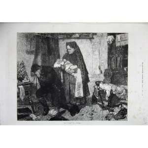    1875 Fine Art Widower Woman Baby Man Crying Gunther