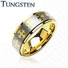 BAND RING TUNGSTEN GOLD IP CELTIC CROSSES SIZE COMFORT BAND 9 10 11 12 