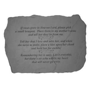   Cast Stone Garden Accent Memorial Stone If roses grow in Heaven 65320