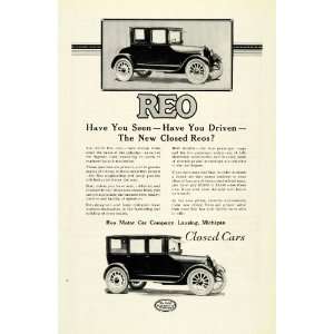  1922 Ad Reo Motor Car Co Lansing Michigan Closed 