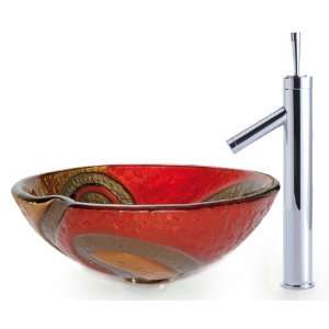  Kraus Copper Snake Glass Vessel Sink and Bruno Faucet 