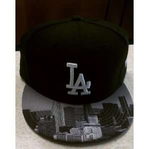  Los Angeles Dodgers C Scape2 Skyline Black White Fitted 