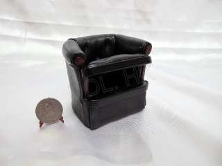 doll house miniature black leather chair 803901  