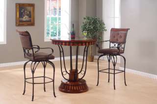 Black Metal/Cherry 3 pc Bistro Counter Dining Table Set  