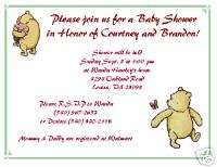 12 Classic Pooh Baby Shower / birthday Invitations  