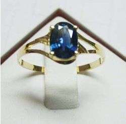 Certified natural 1ct oval blue sapphire ring 18K gold  