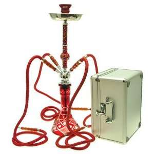  27 4 Hoses Red Vase Wisdom Hookah with case Everything 