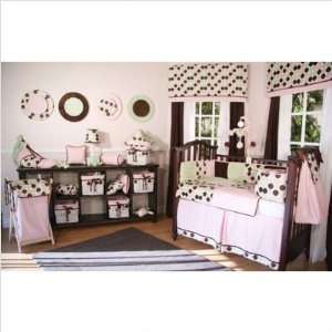    50 Minky Pink Chocolate Polka Dot Crib Bedding Set