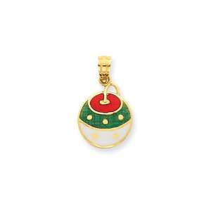  14 Karat Gold, Enameled Christmas Ornament Pendant 