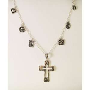  Sterling Silver Cross with Medals Jewelry