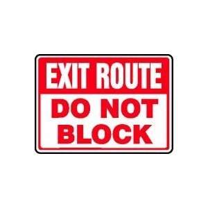  EXIT ROUTE DO NOT BLOCK 10 x 14 Adhesive Vinyl Sign 