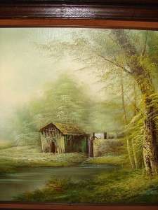 Vtg CANTRELL Oil On Canvas Spring House Creek Painting  