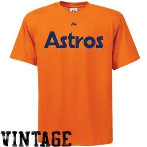 Majestic Houston Astros Orange Cooperstown Official Wordmark T shirt 