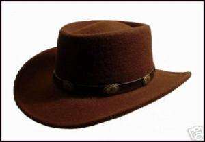 BROWN WOOL FELT WESTERN HAT GAMBLER STYLE COWBOY HATS  