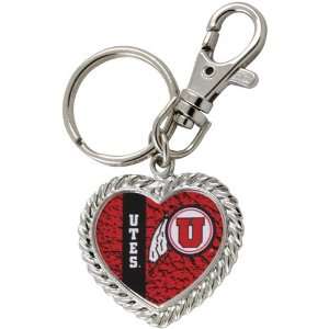    NCAA Utah Utes Silvertone Heart Keychain