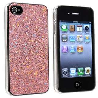   Glitter Rear Hard Case Cover For iPhone 4 G 4S Light Purple+Hot Pink