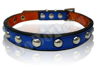 Studded leather Pet Dog Collar black blue brown S M L  