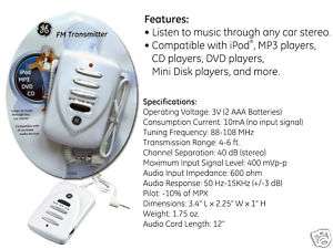 GE Jasco FM Transmitter iPod  to Car Stereo Adapter  