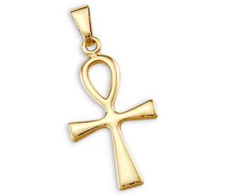 14k Yellow Gold Cross Crucifix Charm Pendant Ankh New  