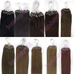   Micro Ring tips INDIAN Remy Straight Human Hair Extensions10Color5Size