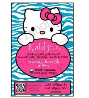 Hello Kitty Zebra Birthday Invitation   Personalized U Print 
