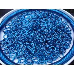 Blue Anodized Aluminum Chain Mail Rings, 1oz, 16g 1/4, 6.35mm ID, 225 