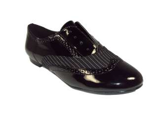 City classified oxford flat boyfriend style women shoes Black Pat 