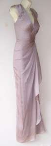 ADRIANNA PAPELL Taupe Mother Bride V Neck Formal Evening Gown Dress 10 