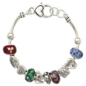   Pandora Style Faith Hope and Love Theme Charm Bracelet Fashion Jewelry
