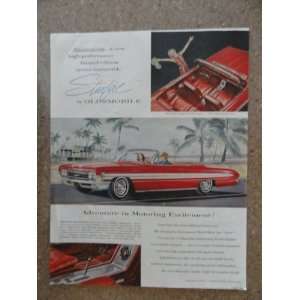  Oldsmobile Starfire car, Vintage 60s full page print ad. (red car 