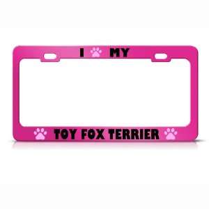  Toy Fox Terrier Paw Love Pet Dog Metal license plate frame 
