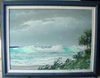 Sam Newton Highwaymen Painting Ocean Scene w/ Seagulls  