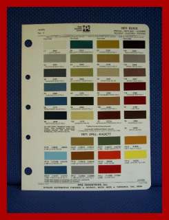 1971 BUICK Auto Paint Chip Colors Sheet   PPG Ditzler  