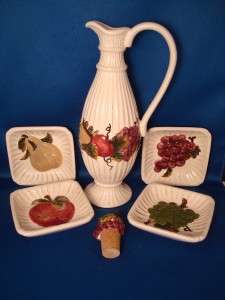 JC Penney Home Bread Dipping Set 4 Dishes Cruet Bottle  