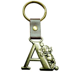 Disney Mickey Mouse Brass Initial Key Ring Letter A  