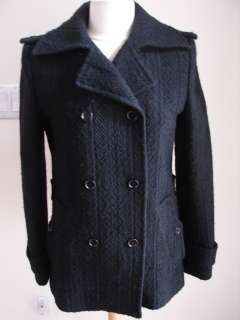 Dolce & Gabbana Black Woven Tweed Peacoat/Jacket Sz 44  