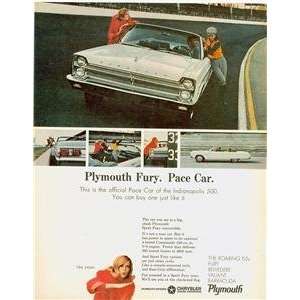  1965 Advertisement Plymouth Fury Pace Car 