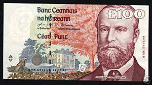 IRELAND REPUBLIC 100 POUNDS P79 1996 PARNELL EURO UNC RARE NOTE  