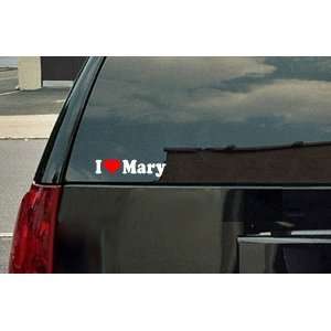  I Love Mary Vinyl Decal   White with a red heart 