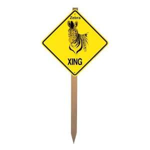  Zebra Head Xing Caution Crossing Yard Sign on a Stake 