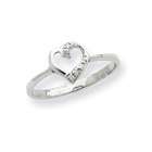 goldia Sterling Silver Rhodium Polished Diamond Heart Ring Size 7