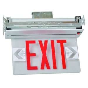 MorrisProducts 73330 Recessed Mount Edge Lit LED Exit Sign with Red on 