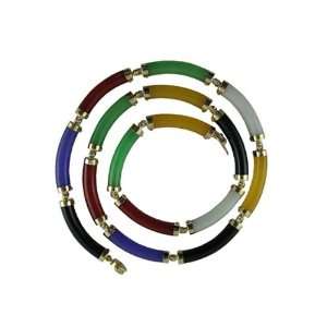 Multi Colored Jade Curved Bar Single Row Vera Link Necklace 18, 14k 