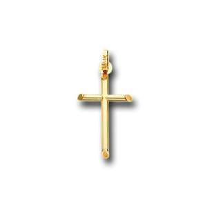   Solid Yellow Gold Small Tube Cross Charm Pendant IceNGold Jewelry